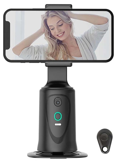 Auto Face Tracking Phone Holder, No App Required, 360° Rotation Tripod Smart Shooting Camera Mount for Live Vlog Streaming Video, with Detachable Remote, Rechargeable Battery