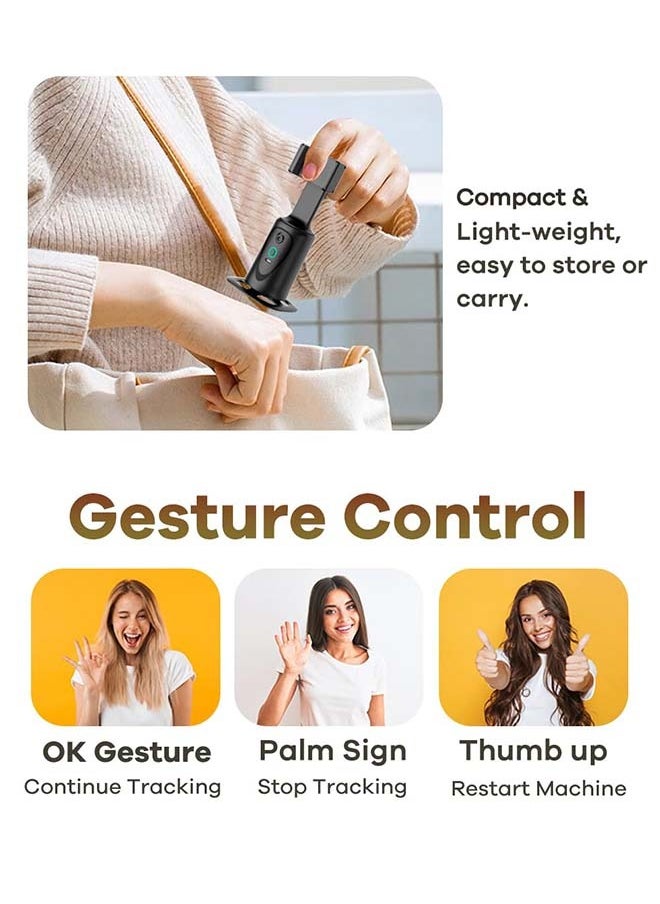 Auto Face Tracking Phone Holder, No App Required, 360° Rotation Tripod Smart Shooting Camera Mount for Live Vlog Streaming Video, with Detachable Remote, Rechargeable Battery