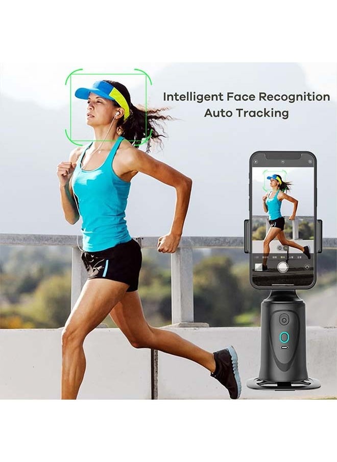 Auto Face Tracking Phone Holder, No App Required, 360° Rotation Tripod Smart Shooting Camera Mount for Live Vlog Streaming Video, with Detachable Remote, Rechargeable Battery