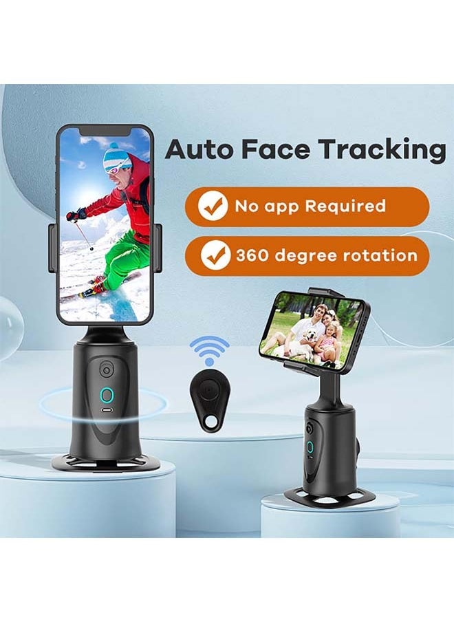 Auto Face Tracking Phone Holder, No App Required, 360° Rotation Tripod Smart Shooting Camera Mount for Live Vlog Streaming Video, with Detachable Remote, Rechargeable Battery
