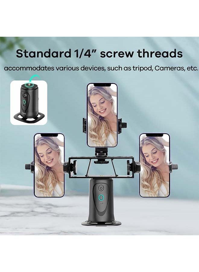 Auto Face Tracking Phone Holder, No App Required, 360° Rotation Tripod Smart Shooting Camera Mount for Live Vlog Streaming Video, with Detachable Remote, Rechargeable Battery