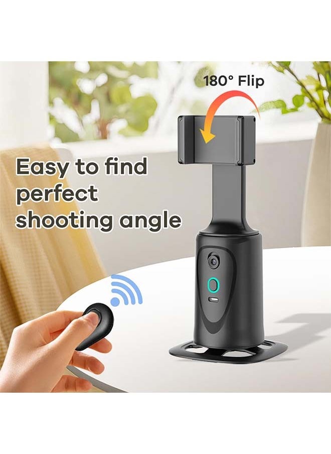 Auto Face Tracking Phone Holder, No App Required, 360° Rotation Tripod Smart Shooting Camera Mount for Live Vlog Streaming Video, with Detachable Remote, Rechargeable Battery