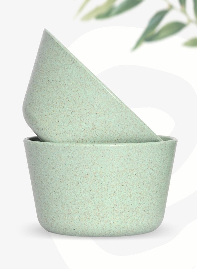 Eha Set of 2 Earth-Friendly Small Curry Bowls for Kitchen | 175 ml | Made with Bamboo Fibers & Rice Husk | Microwave Safe Bowl (Reheat Only) | for Hot & Cold Serving Bowl Set | Celeste - Image 1
