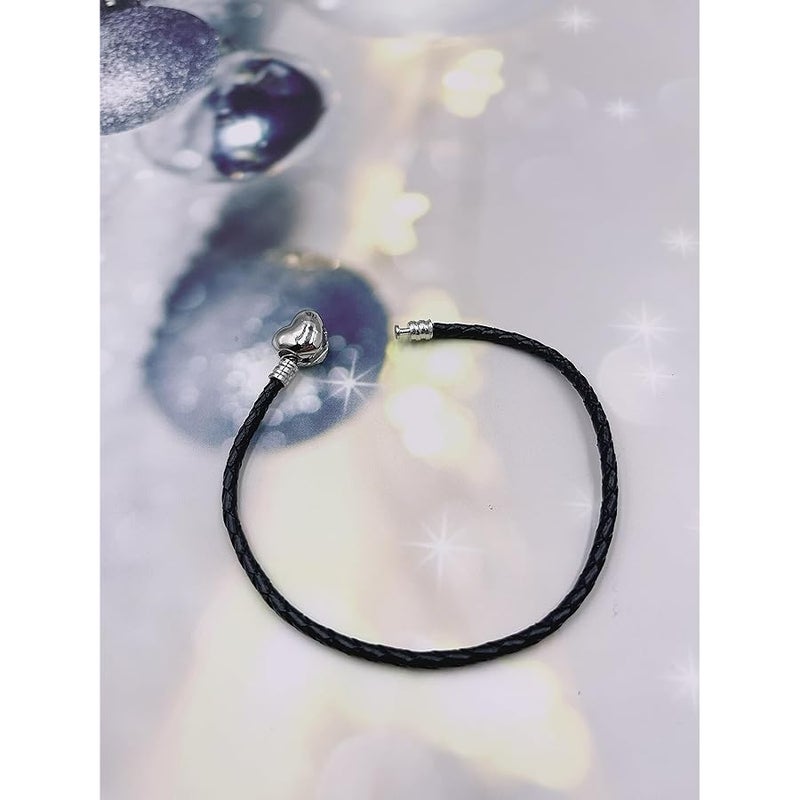 OutstandLong 3mm Leather Charm Bracelet Heart Barrel Snap Clasp Handmade Braided Wristband for European Pandora Charm Bead Multiple Sizes 16-21CM - Image 2
