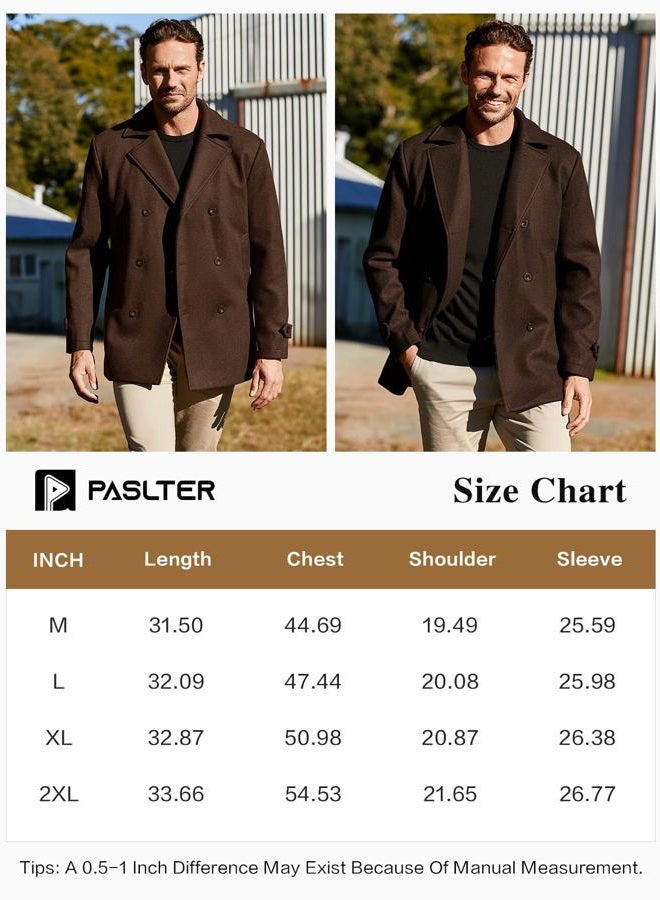 PASLTER Mens Classic Business Pea Coat Winter Warm Double Breasted Heavyweight Trench Coats, Dark Gray, M - Image 5