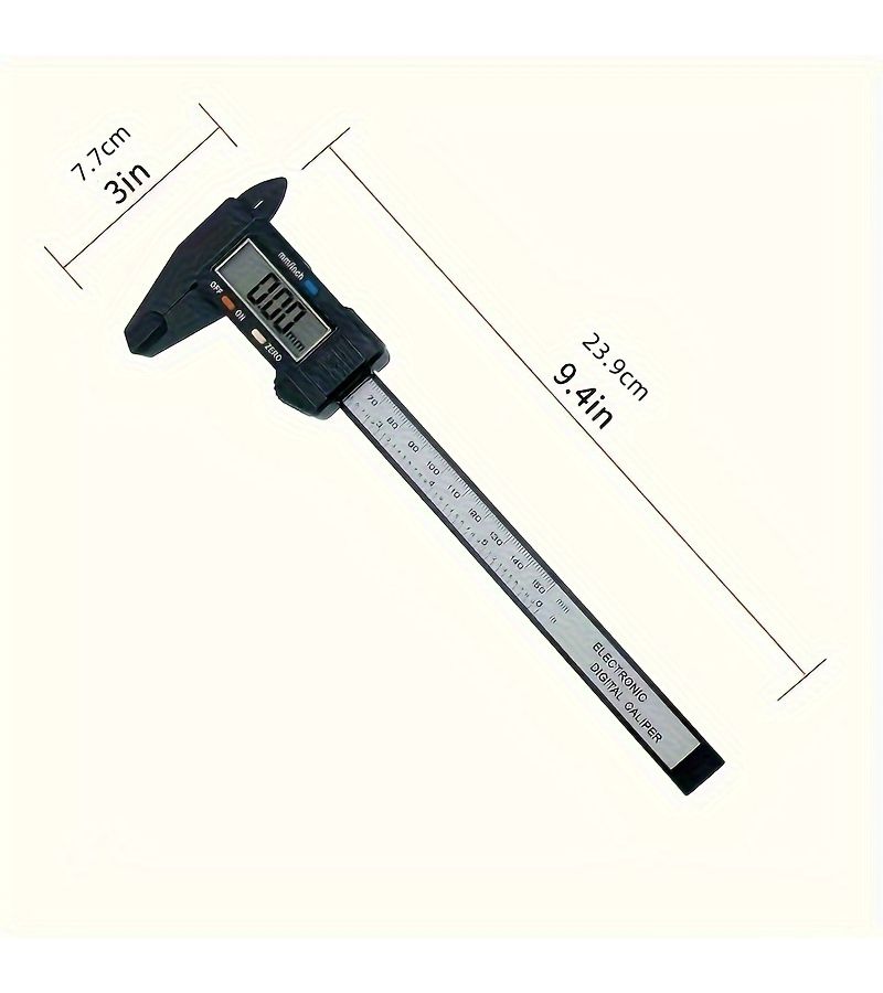 Digital Caliper With LCD Screen Triangular Scale Ruler Electronic Micrometer Measuring Tool High Precision Carbon Fiber Plastic Construction Black Woodworking Engineering Compact Design - Image 3