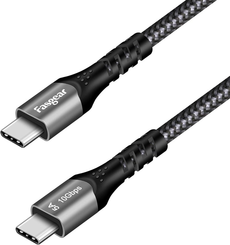 فاسجير كابل USB C إلى Type C، عبوة واحدة من كابل USB 3.1 Type C Gen 2 للشحن السريع، توصيل طاقة 100 واط 20 فولت/5 أمبير، نقل بيانات بسرعة 10 جيجابت في الثانية، إخراج فيديو بدقة 4K@60Hz، متوافق مع أجهزة Type-C (1.6 قدم، أسود) - Image 1