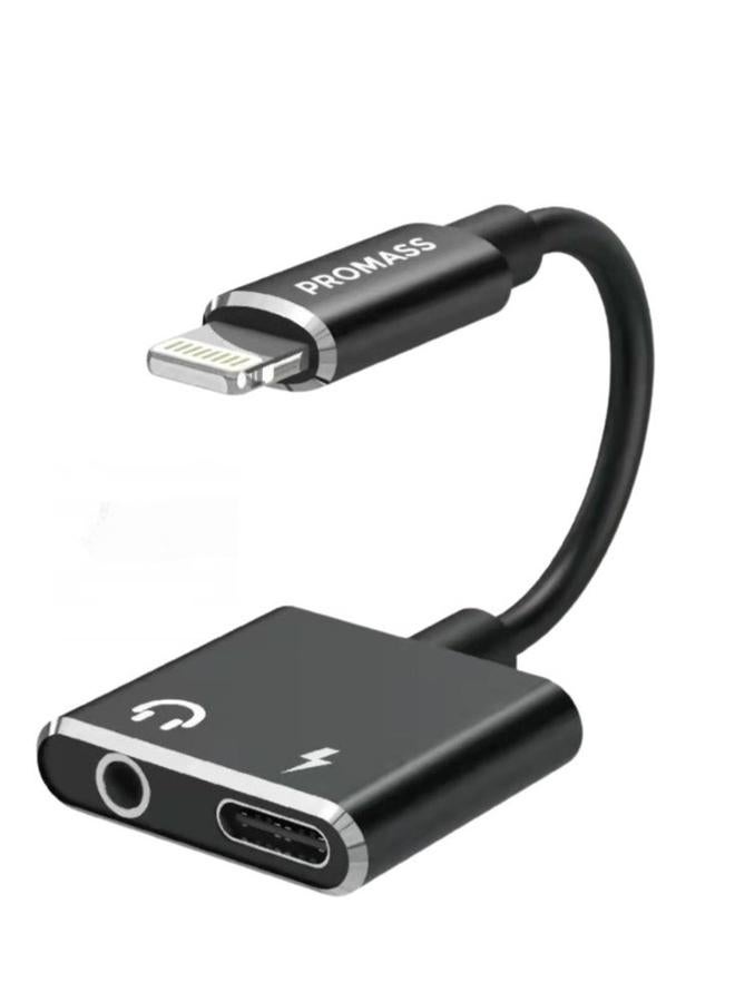 بروماس 2 في 1 مقبس سماعة رأس مقاس 3.5 ملم ومحول شحن Lightning متوافق مع iPhone PM0318 - Image 1