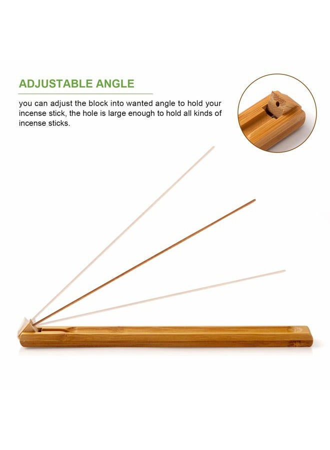 Cacukap Bamboo Wood Incense Holder for Sticks with Adjustable Angle, Incense Burner with Ash Catcher, 9.8 Inches - Image 2