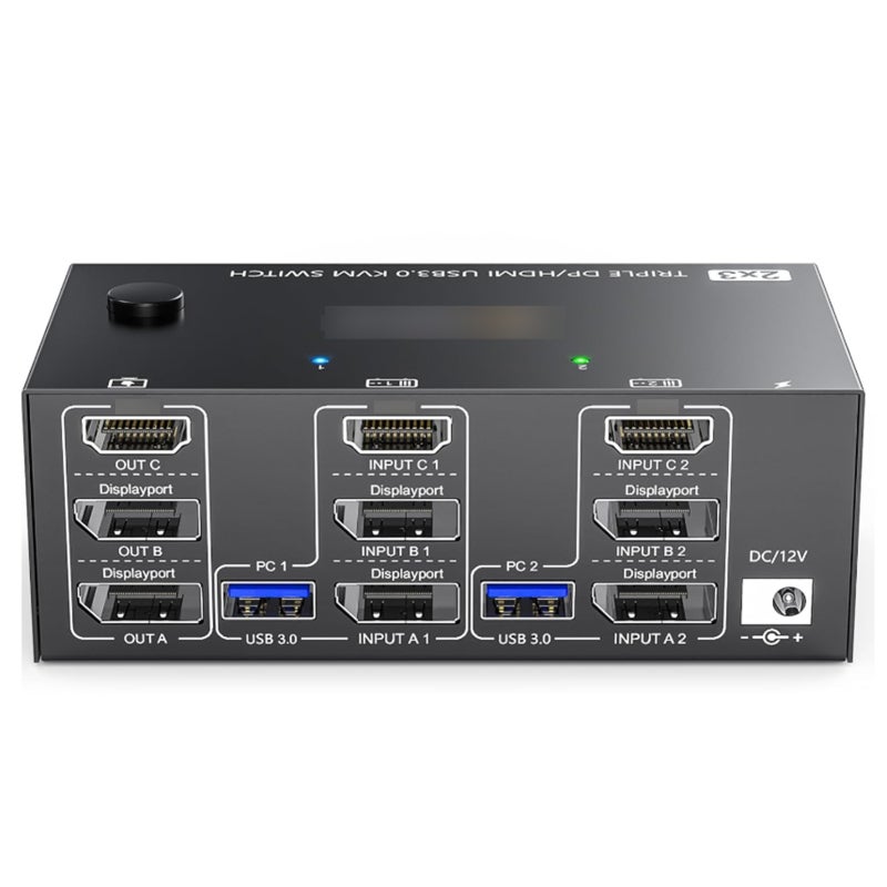 KVM Switcher 2 Monitors 2 Computers 4K@144Hz DP HDMI 8K@60Hz - USB 3.0 5Gbps with Remote Control for Extended Mirror Video Wall - Image 1