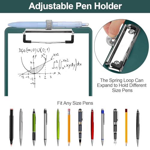 Meiikun Small Clipboard with Storage, A5 Clipboards with Pen Holder, Half Letter Clip Boards 6x9 Mini Plastic Clipboard with Low Profile Clip for Classroom, School, Office Supplies (Emerald) - Image 3