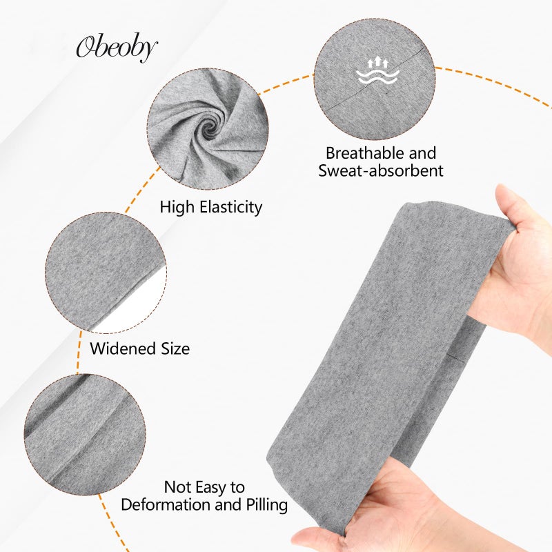 obeoby Cotton Wide Headbands for Workout Yoga, 9.3x4.7inch Non-Slip Headband for Mother's Day Sports Gift Large Thick Head Bands for Running Daily Wear - Image 4