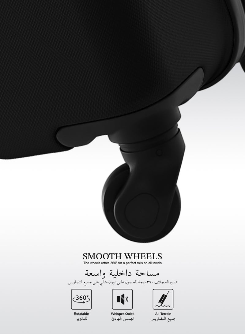 PARAJOHN طقم حقائب سفر سبيكتروم 2 قطعة - حقيبة صلبة خفيفة الوزن من ABS، 20 بوصة حقيبة يد و 28 بوصة حقيبة تسجيل مع عجلات دوارة 360° وقفل TSA - أسود - Image 3