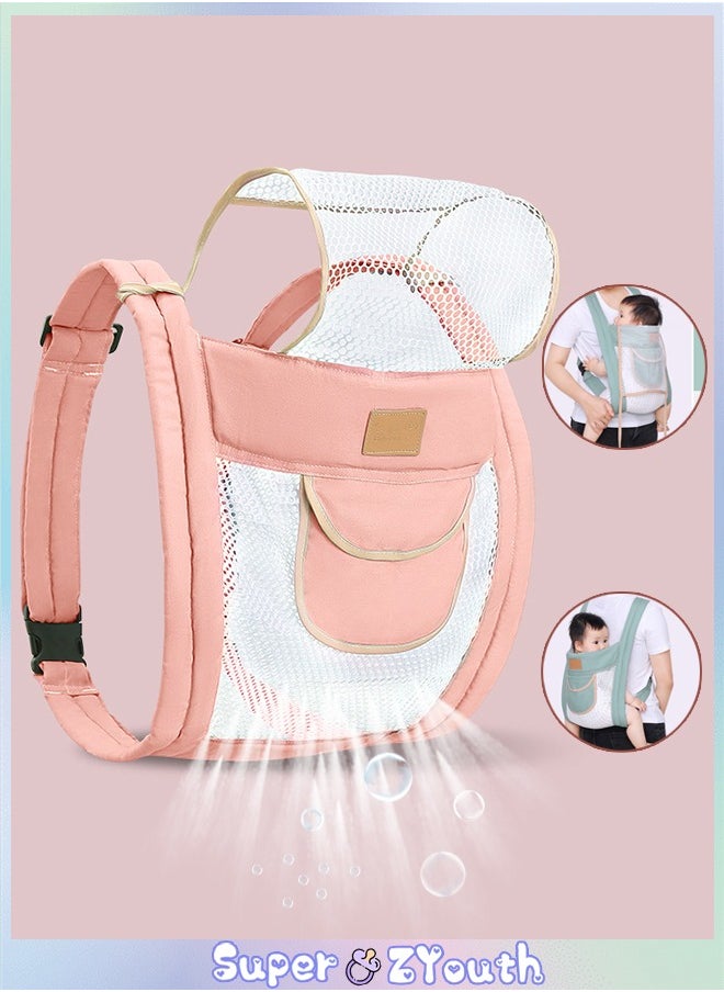 Super ZYouth Ergonomic Baby Carrier with Pocket, Double Layer Mesh Baby Sling for Newborn, Infant, Toddler, Baby Strap for all Seasons, Pink  - Image 1