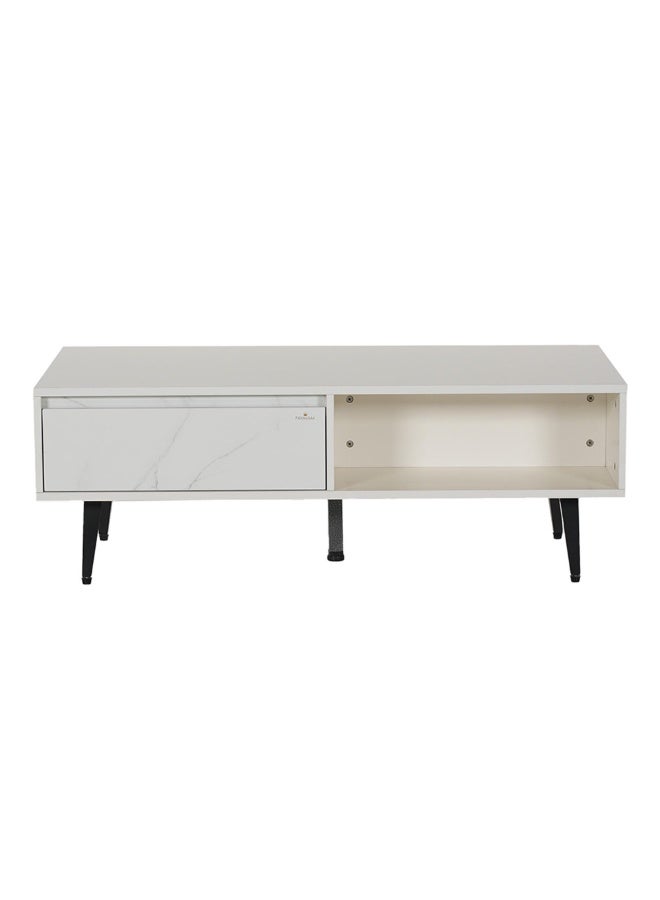 ROYALOAK Archer Coffee Table with Drawers & Shelf, Modern MDF Wood Living Room Table, Melamine Finish, White & Black - Image 3