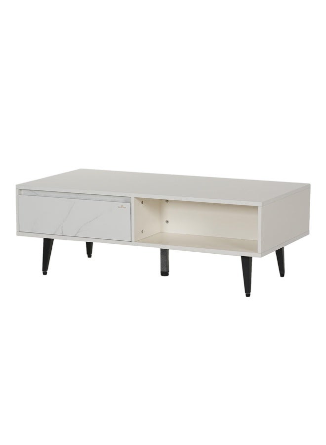 ROYALOAK Archer Coffee Table with Drawers & Shelf, Modern MDF Wood Living Room Table, Melamine Finish, White & Black - Image 4