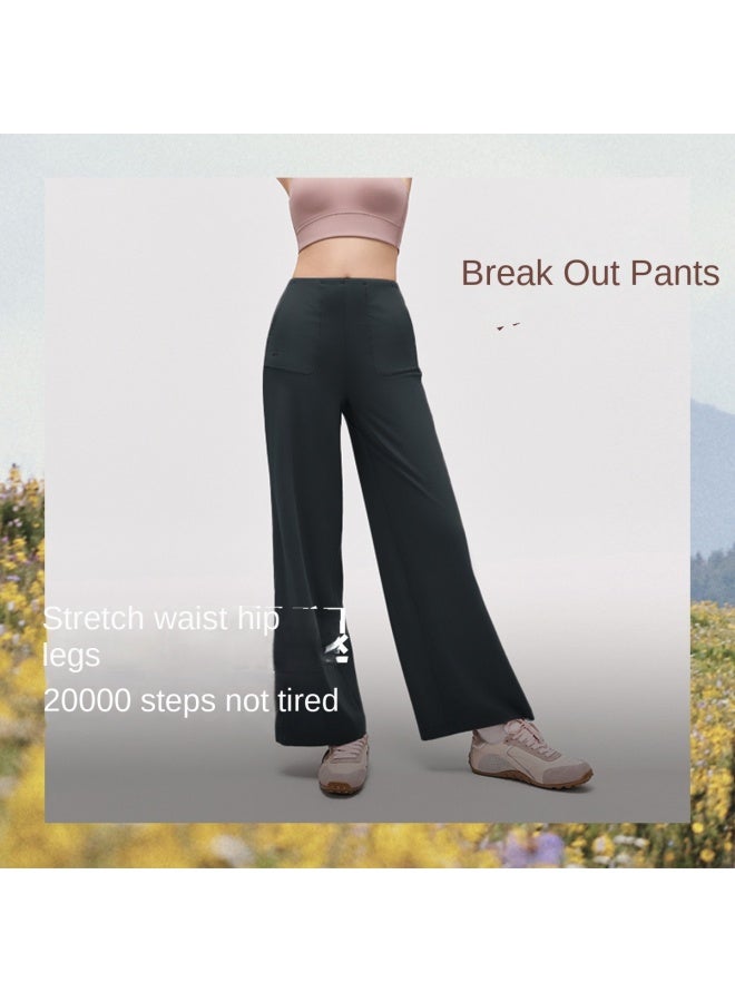 SKIN Friendly High-elasticity Wide-leg Pants】women's Sun Protection High-waist Slimming Draped Versatile Sportswear Commuter Pants - Image 2