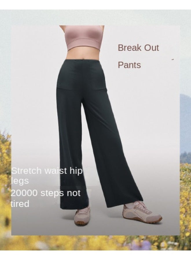 SKIN Friendly High-elasticity Wide-leg Pants】women's Sun Protection High-waist Slimming Draped Versatile Sportswear Commuter Pants - Image 1