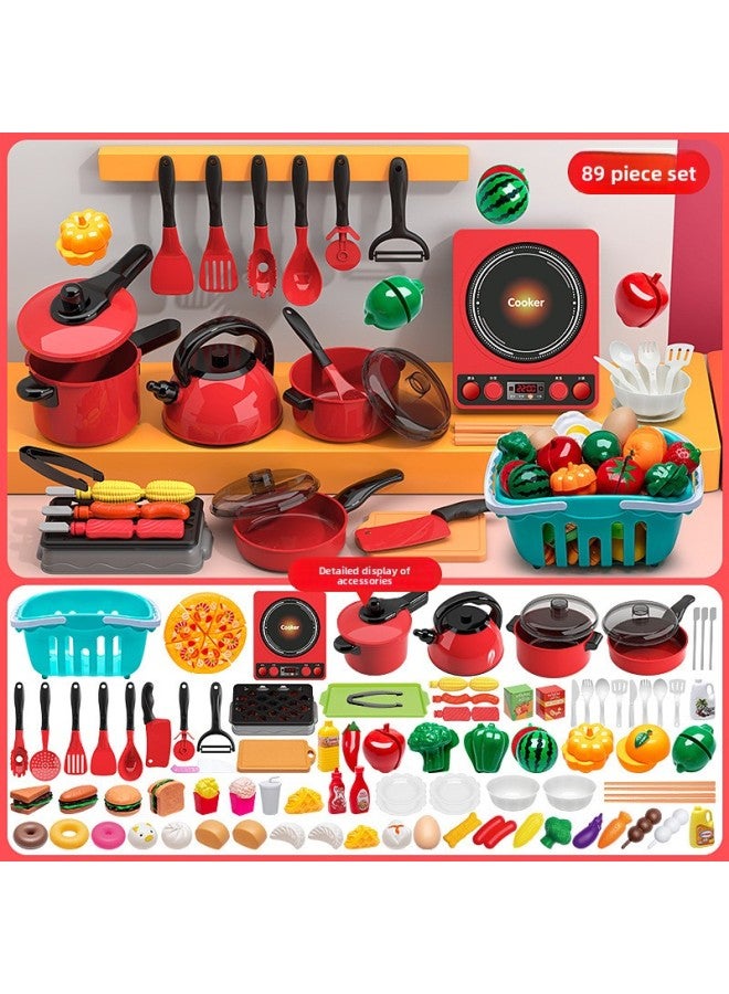 Children's Cross-Border Special Supply Of Children's Play House Kitchen Toy Set For Girls To Simulate Cooking, Frying And Cutting Fruits For Men And Women 
