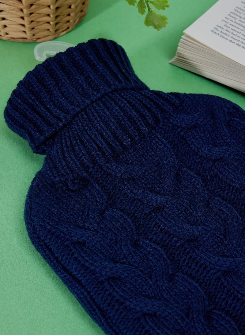 Aroma Home Navy Chunky Knit Hot Water Bottle 2L