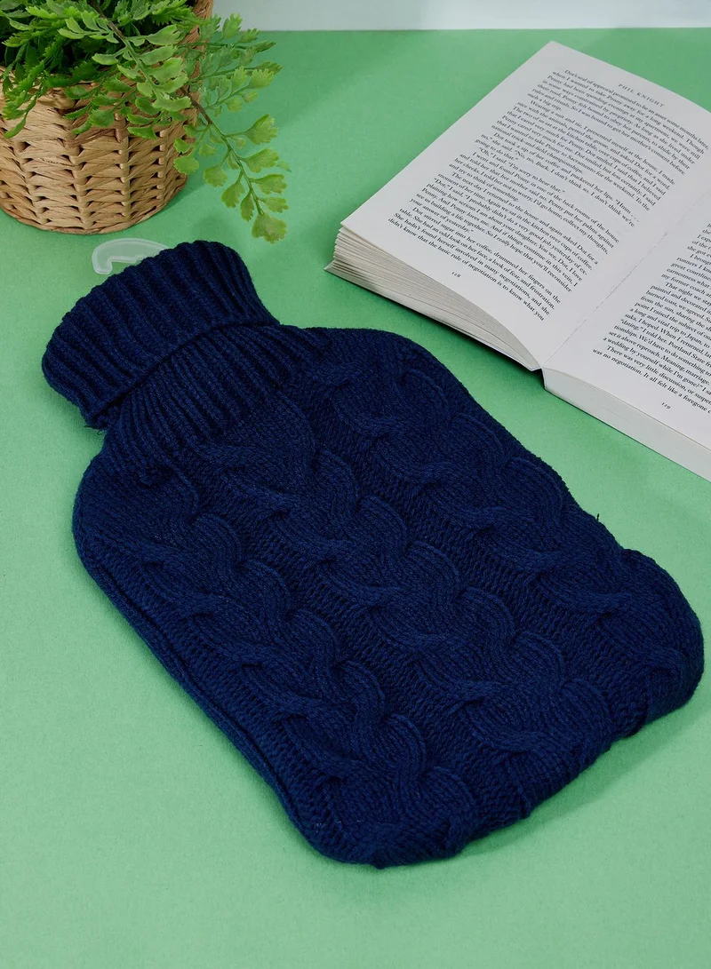 Aroma Home Navy Chunky Knit Hot Water Bottle 2L