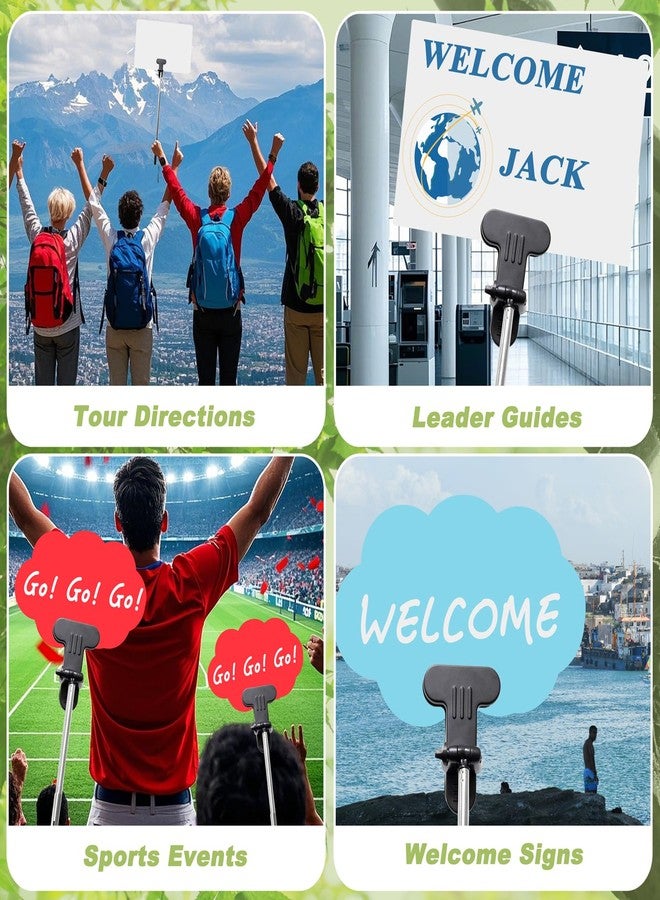 Niuohoy 2 Sets Handheld Adjustable Sign Holder 10.4-39.7’’ Stainless Steel Billboard for Sports Meetings Exhibition Welcome Leader Tour Guide Parade, No Signboard - Image 5