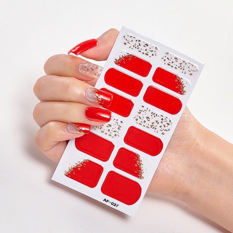 Cured Gel Nail Polish Strips Stickers, Adhesive Full Wrap Gel Nail Art Sticker, Waterproof Gel Nail Wrap Stickers with Nail File and Stick - Image 1
