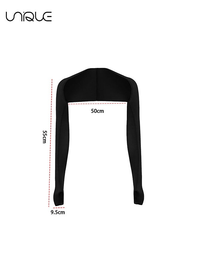 Unique 2 Pieces Cooling Shawl Arm Sleeves Sun Uv Protection Cooler Shrug, Comfortable & Breathable Anti-UV Arm Sleeves for Women with Finger Holes for Driving Golfing Fishing Running Cycling  - Image 2