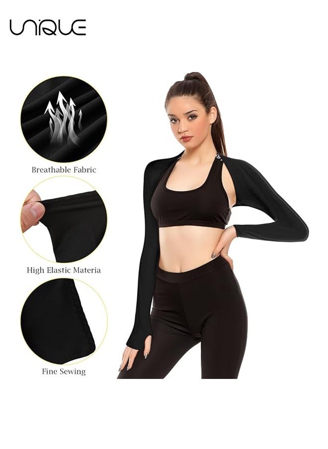 Unique 2 Pieces Cooling Shawl Arm Sleeves Sun Uv Protection Cooler Shrug, Comfortable & Breathable Anti-UV Arm Sleeves for Women with Finger Holes for Driving Golfing Fishing Running Cycling  - Image 3