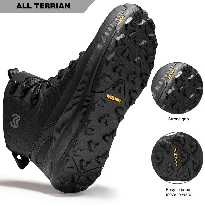WIDEWAY Men's Lightweight Military Tactical Boots Non-Slip Work Boots For Men Comfortable All Day Hiking Boots Side Zipper Black Boot Shoes Mens Botas de trabajo para hombres - Image 3