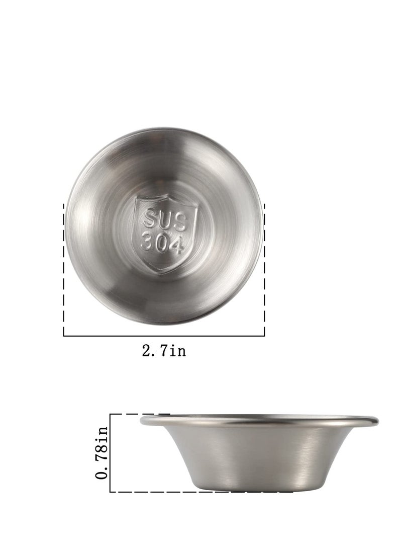 SOLARAE Stainless Steel Sauce Cups, Round Condiments Ramekins Grade, Stainless Steel Ramekin Dipping Sauce Cup, Reusable Individual Condiment Container, for Home Party Restaurant Catering - Image 2