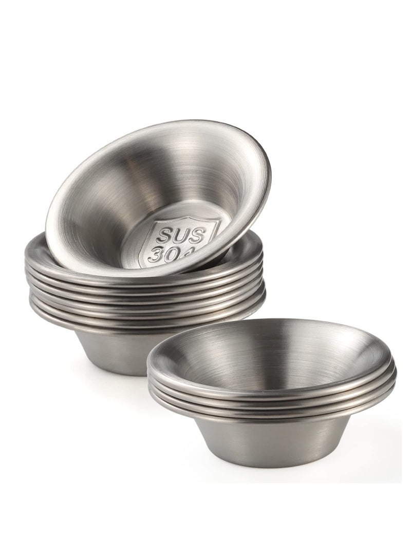 SOLARAE Stainless Steel Sauce Cups, Round Condiments Ramekins Grade, Stainless Steel Ramekin Dipping Sauce Cup, Reusable Individual Condiment Container, for Home Party Restaurant Catering - Image 1