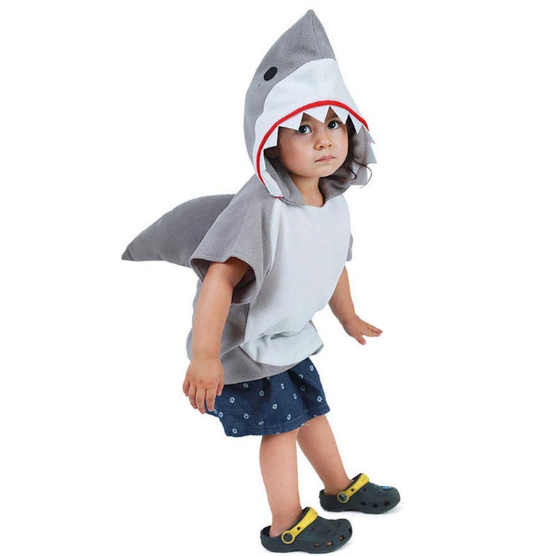EraSpooky Shark Short Hoodie for Kids Boys Toddler Shark Costume Halloween Animal Outfit Short Sleeve Gray