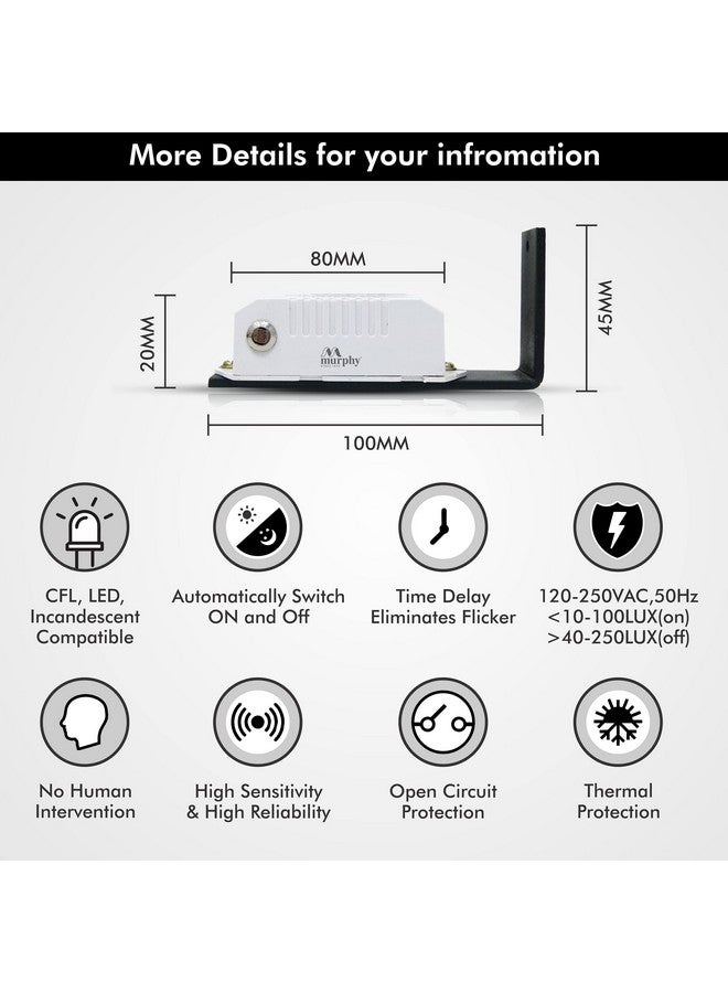 Murphy Waterproof 220 V Auto Day/Night ON/Off Photocell, LDR Sensor Switch for Lighting : Pack of 3 - Image 4
