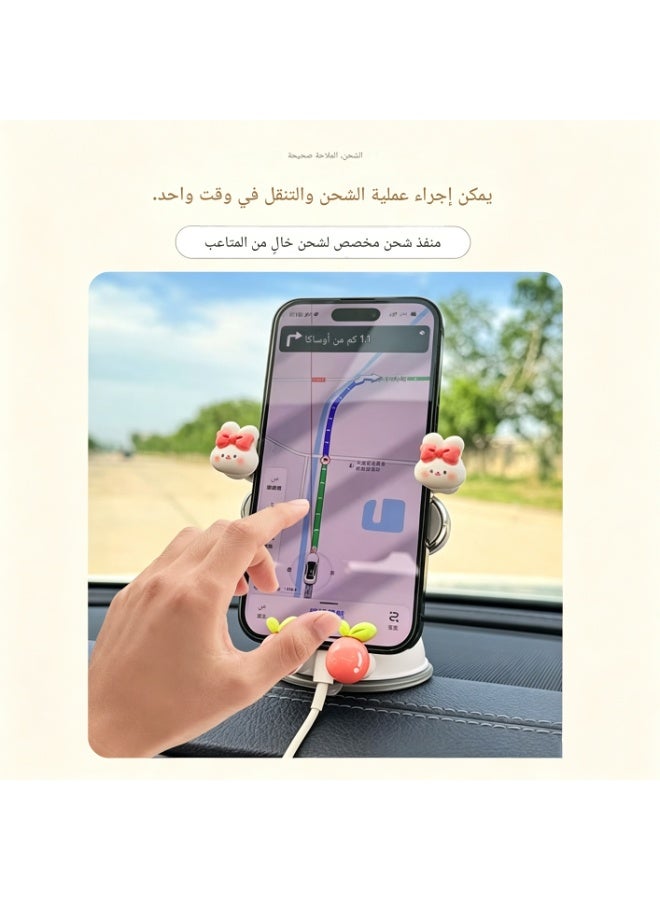 حامل هاتف للسيارة موديل 2026 الجديد بكوب شفط مفرغ ثلاثي العجلات فاخر للملاحة وتصميم داخلي للسيارة للنساء - Image 3
