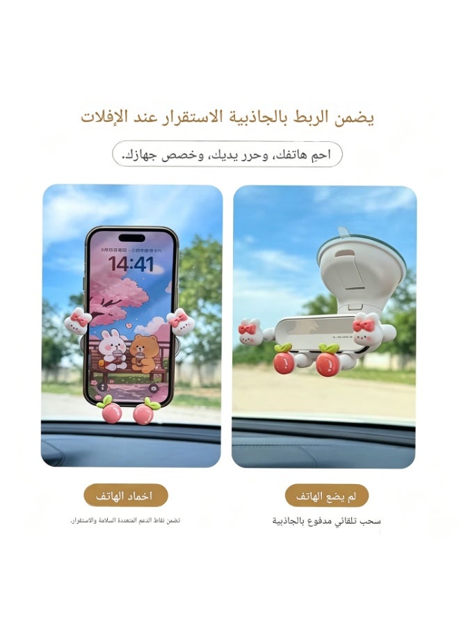 حامل هاتف للسيارة موديل 2026 الجديد بكوب شفط مفرغ ثلاثي العجلات فاخر للملاحة وتصميم داخلي للسيارة للنساء - Image 1