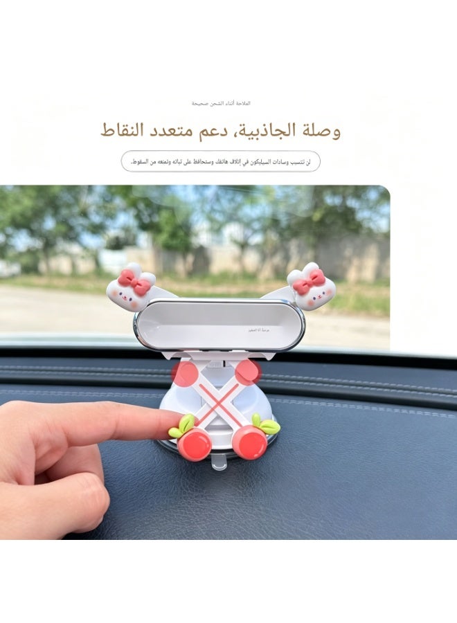 حامل هاتف للسيارة موديل 2026 الجديد بكوب شفط مفرغ ثلاثي العجلات فاخر للملاحة وتصميم داخلي للسيارة للنساء - Image 5