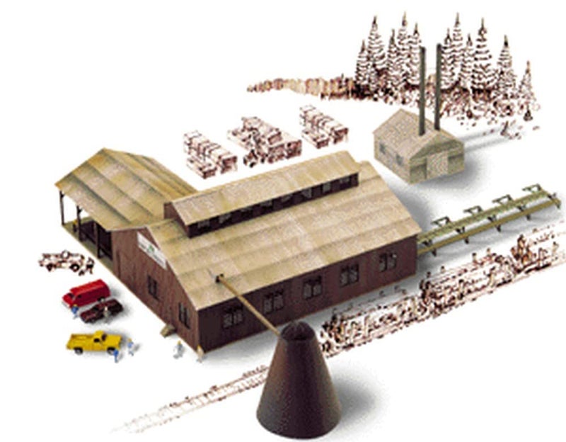 Walthers Cornerstone N Scale Model 174 Brown Scale Mountain Lumber Chevron Sawmill - Kit, (933-3236), Small - Image 5