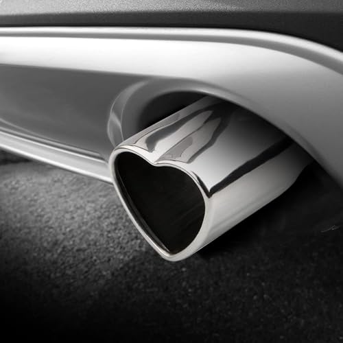 OtpOutopa Car Exhaust Tip 2.5 inch Inlet, Universal Car Exhaust Pipe Modification Tail Throat Tail Pipe Stainless Steel Muffler Tip, Adjustable Heart Shaped Car Thickened Pipe (Straight,Silver) - Image 3