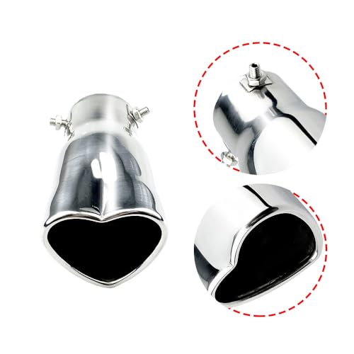 OtpOutopa Car Exhaust Tip 2.5 inch Inlet, Universal Car Exhaust Pipe Modification Tail Throat Tail Pipe Stainless Steel Muffler Tip, Adjustable Heart Shaped Car Thickened Pipe (Straight,Silver) - Image 4