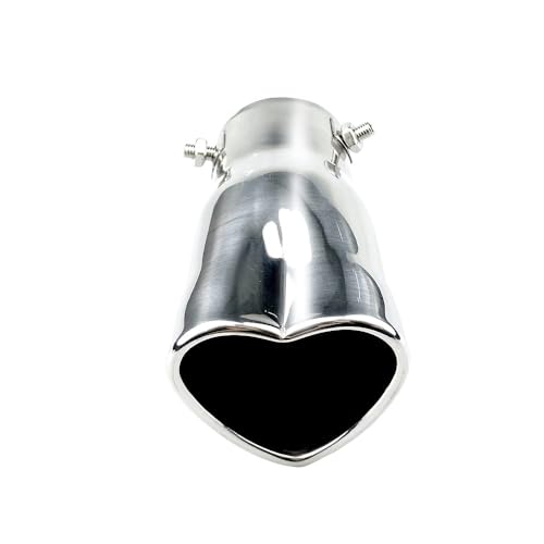 OtpOutopa Car Exhaust Tip 2.5 inch Inlet, Universal Car Exhaust Pipe Modification Tail Throat Tail Pipe Stainless Steel Muffler Tip, Adjustable Heart Shaped Car Thickened Pipe (Straight,Silver) - Image 5