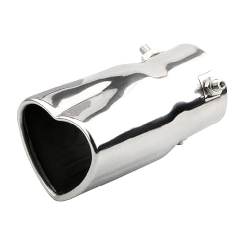 OtpOutopa Car Exhaust Tip 2.5 inch Inlet, Universal Car Exhaust Pipe Modification Tail Throat Tail Pipe Stainless Steel Muffler Tip, Adjustable Heart Shaped Car Thickened Pipe (Straight,Silver) - Image 1