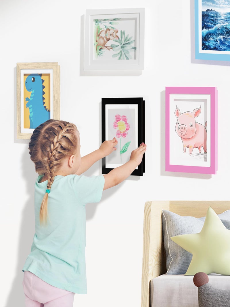 Orionstar Kids Art Frames  Artwork Picture Frames Changeable  Front Opening Picture Display Frames 11.8X8.5 Holds 100 A4 Pcs  Artwork Display Storage Frames for Children  Home and Office  (Wood 2 - Image 3