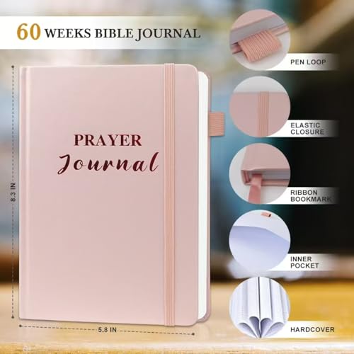 Zorblinx Pink Prayer Journal for Woman - Bible Journal with Prompts, Verse and Scripture - Devotional & Guided Journal for Women and men, 60 Weeks Bible Study Journal for Christians - Image 2