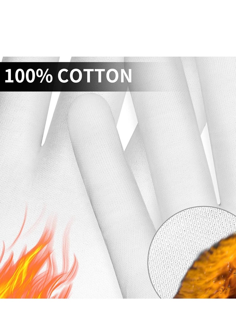 4 Pairs Touch Screen Moisturizing Gloves White Cotton Overnight Bedtime Heal Eczema Sleeping Lotion, Washable Hand Spa Treatment Repair Rough Cracked Dry Skin - Image 4