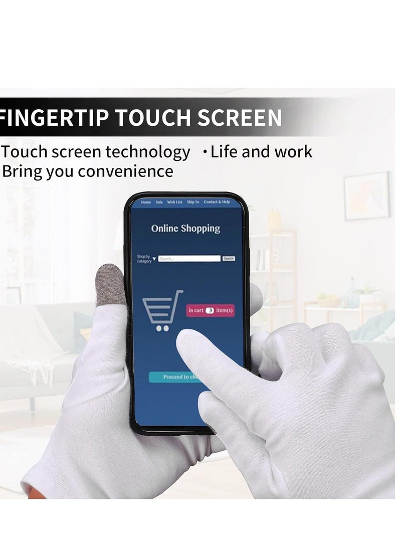 4 Pairs Touch Screen Moisturizing Gloves White Cotton Overnight Bedtime Heal Eczema Sleeping Lotion, Washable Hand Spa Treatment Repair Rough Cracked Dry Skin - Image 5