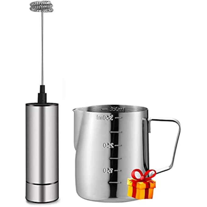 BASECENT Milk Frother Handheld Battery Operated Coffee Frother For Milk Foaming LatteCappuccino Frother Mini Frappe Mixer For Drink Hot Chocolate Stainless Steel Silver - Image 1