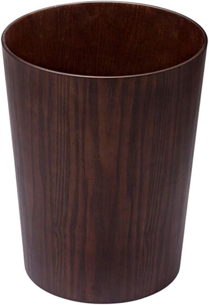 Garbage Can Creative Wood Wastebasket, Round Trash Can, Bathroom,Bedroom,Office, Wood Texture Wastepaper Basket (Color : Brown-1) - Image 1