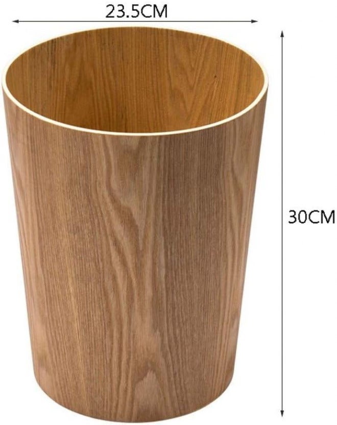Garbage Can Creative Wood Wastebasket, Round Trash Can, Bathroom,Bedroom,Office, Wood Texture Wastepaper Basket (Color : Brown-1) - Image 2