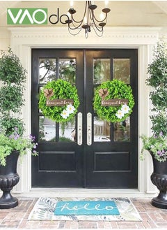 VAOdo Welcome Sign with Wreaths Artificial Flower Garland Door Porch Wall Decoration Door Wreath Wall Garland Decoration for Door Porch Wall Wedding Reception  - Image 2